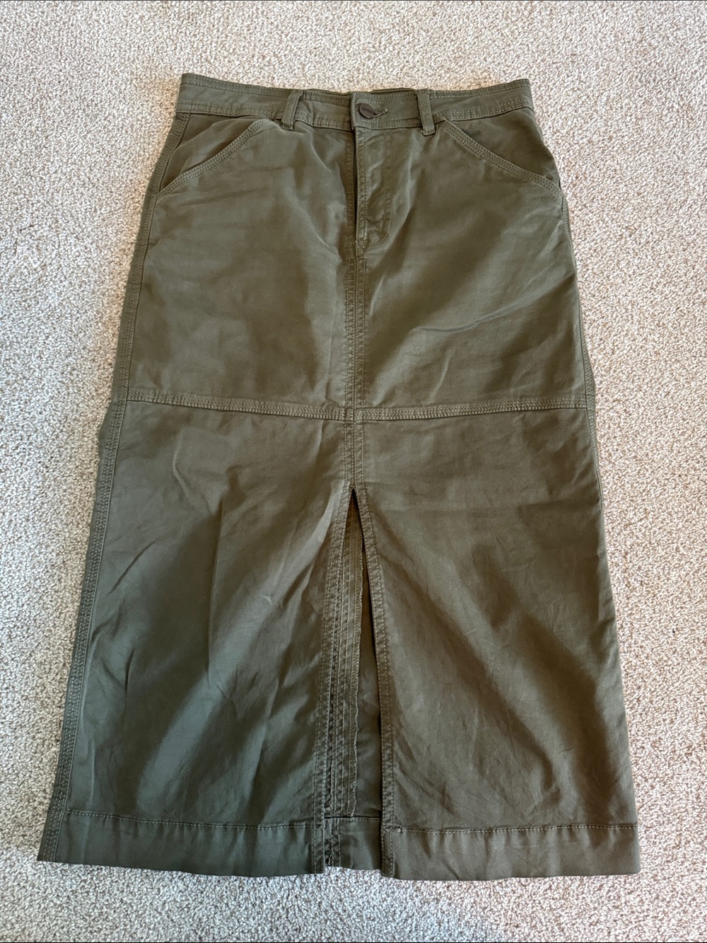 Sanctuary Olive Midi Utility Skirt with Front Slit - Women